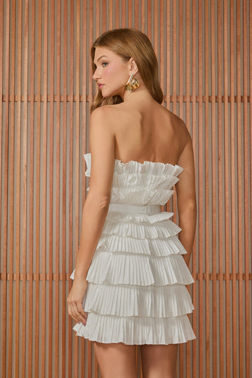 FABULOUS AGILITÀ - Vestido Curto Isabela Babados OFF White